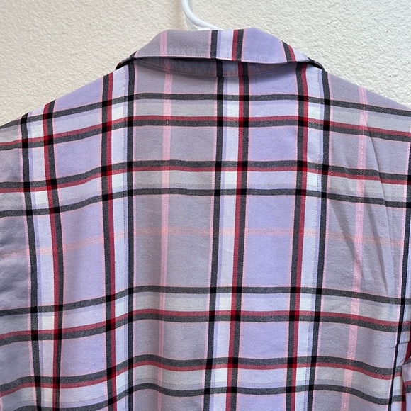 Victorias Secret Cotton Blend Button Down Pajama Shirt, Size Small, Purple Plaid - Picture 11 of 11